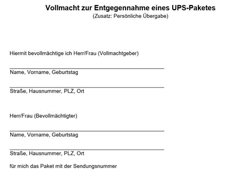 ups vollmacht vorlage.